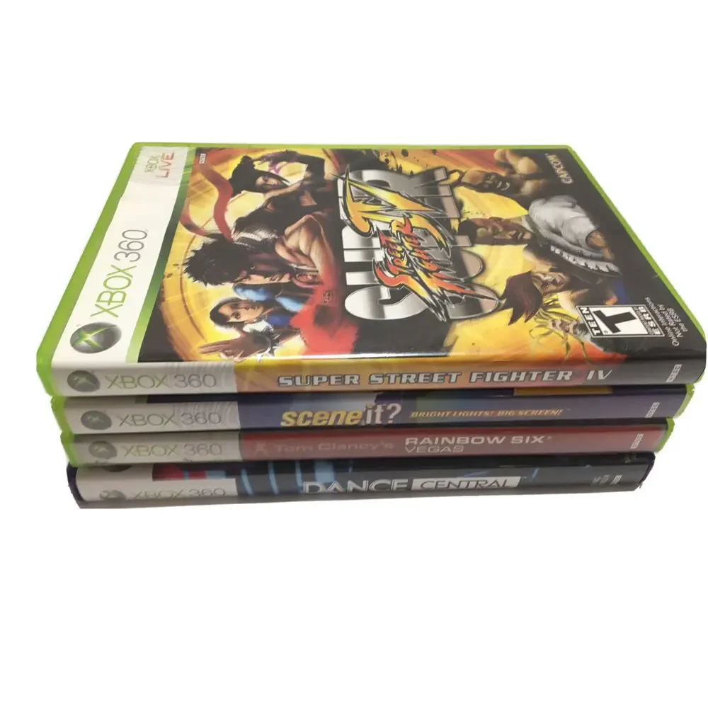 Xbox 360 4 Game Lot- Scene it? Street Fighter 4, RainbowSix Vegas, Dance Central